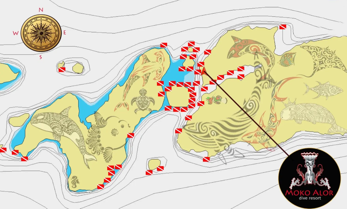 Moko Alor dive site map