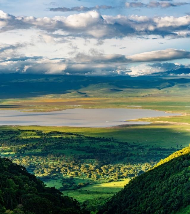 View across the Ngorongoro Crater floor from the rim, Tanzania